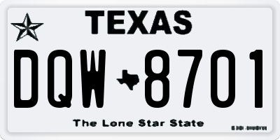 TX license plate DQW8701