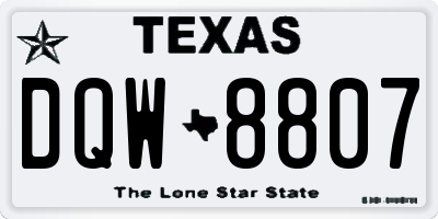 TX license plate DQW8807