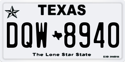 TX license plate DQW8940
