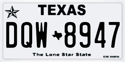 TX license plate DQW8947
