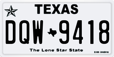 TX license plate DQW9418