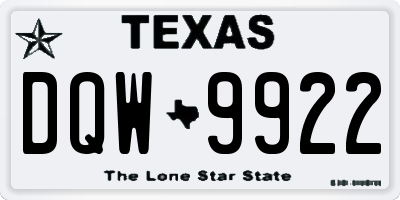 TX license plate DQW9922