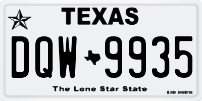 TX license plate DQW9935