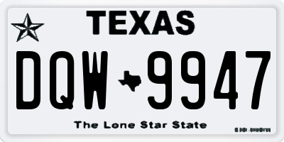 TX license plate DQW9947