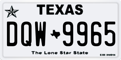 TX license plate DQW9965