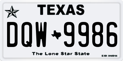 TX license plate DQW9986