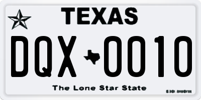 TX license plate DQX0010