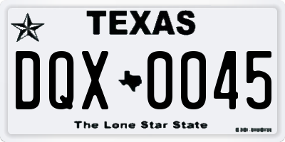 TX license plate DQX0045