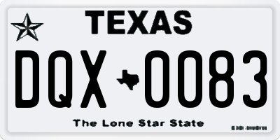 TX license plate DQX0083