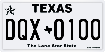 TX license plate DQX0100