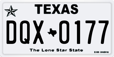 TX license plate DQX0177