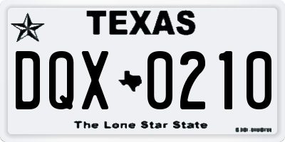 TX license plate DQX0210