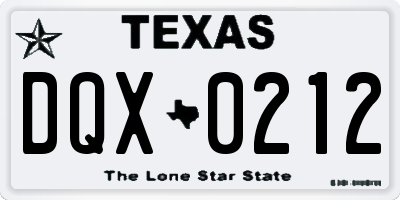 TX license plate DQX0212