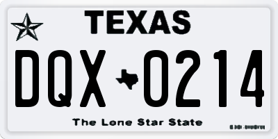 TX license plate DQX0214