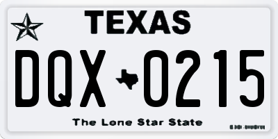 TX license plate DQX0215