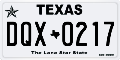 TX license plate DQX0217