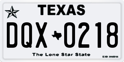 TX license plate DQX0218