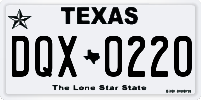 TX license plate DQX0220