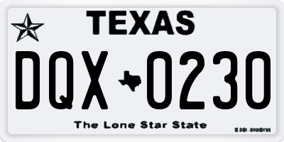 TX license plate DQX0230