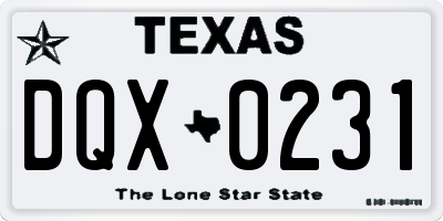 TX license plate DQX0231
