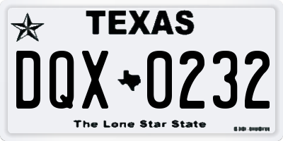 TX license plate DQX0232