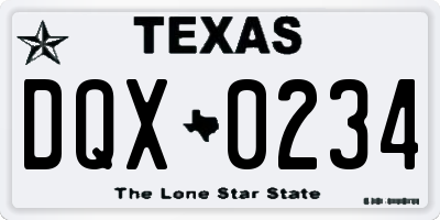TX license plate DQX0234