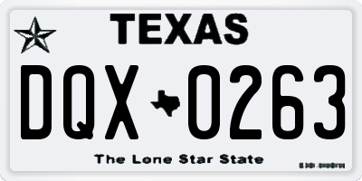 TX license plate DQX0263