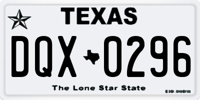 TX license plate DQX0296