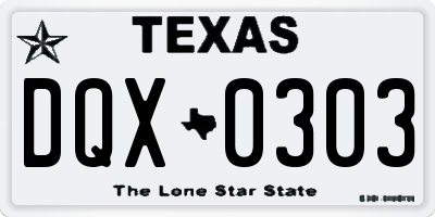 TX license plate DQX0303