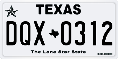 TX license plate DQX0312