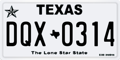 TX license plate DQX0314
