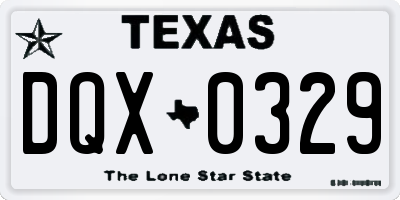 TX license plate DQX0329