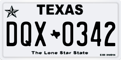 TX license plate DQX0342