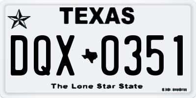 TX license plate DQX0351