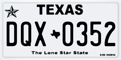 TX license plate DQX0352