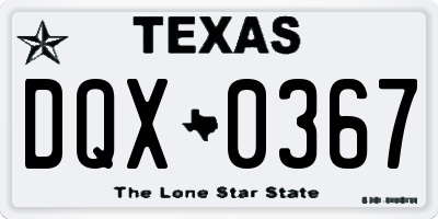 TX license plate DQX0367