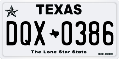 TX license plate DQX0386