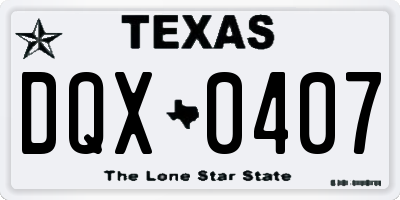 TX license plate DQX0407