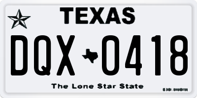 TX license plate DQX0418