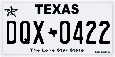 TX license plate DQX0422