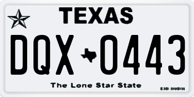 TX license plate DQX0443