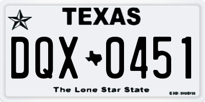 TX license plate DQX0451