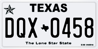 TX license plate DQX0458