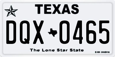 TX license plate DQX0465