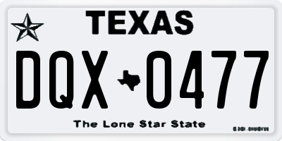 TX license plate DQX0477