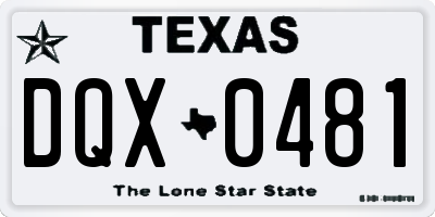 TX license plate DQX0481