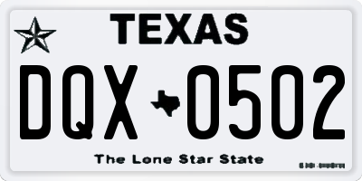 TX license plate DQX0502