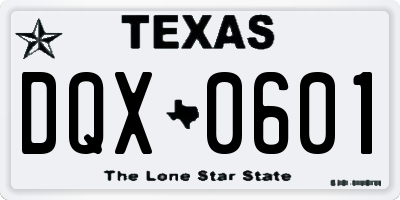 TX license plate DQX0601