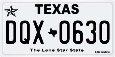 TX license plate DQX0630