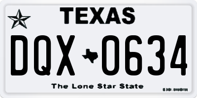 TX license plate DQX0634